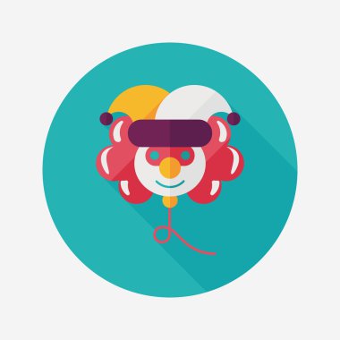 doğum günü ballon palyaço düz simgesiyle uzun gölge, eps10