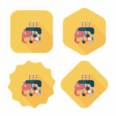 doğum günü pastası düz simgesi ile uzun gölge, eps10