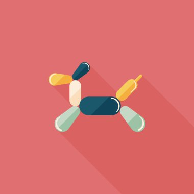 doğum günü ballon köpek düz simgesiyle uzun gölge, eps10