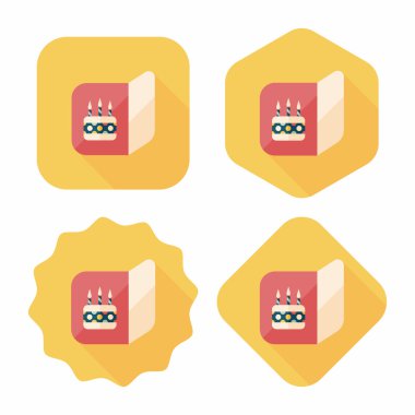 doğum günü kartı düz simgesi ile uzun gölge, eps10