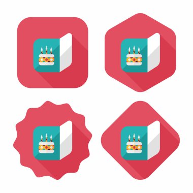 doğum günü kartı düz simgesi ile uzun gölge, eps10