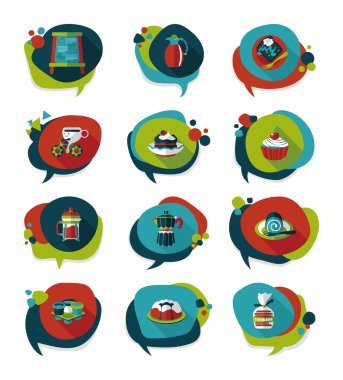 Kahve kabarcık konuşma düz afiş tasarım düz arka plan ayarlamak, eps