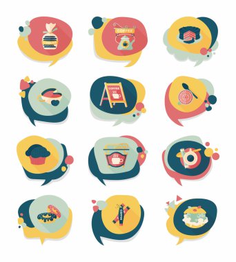 Kahve kabarcık konuşma düz afiş tasarım düz arka plan ayarlamak, eps