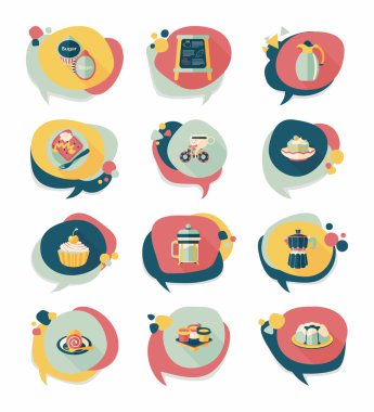 Kahve kabarcık konuşma düz afiş tasarım düz arka plan ayarlamak, eps