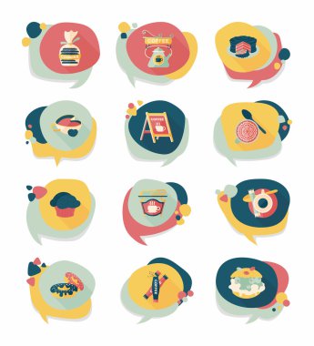 Kahve kabarcık konuşma düz afiş tasarım düz arka plan ayarlamak, eps