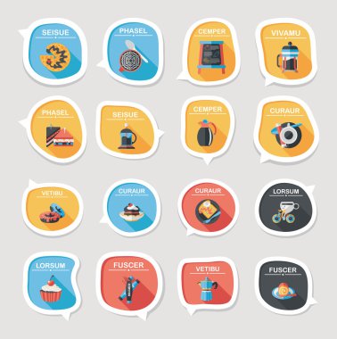 Kahve kabarcık konuşma düz afiş tasarım düz arka plan ayarlamak, eps