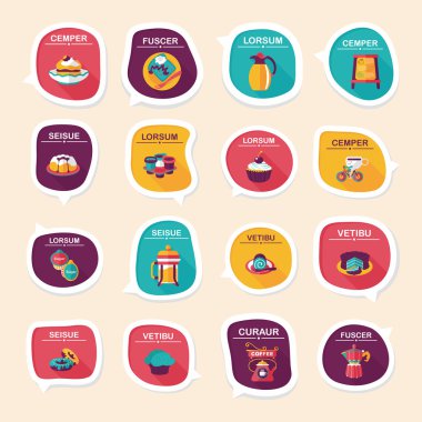 Kahve kabarcık konuşma düz afiş tasarım düz arka plan ayarlamak, eps