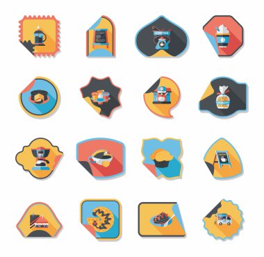 Kahve etiket düz afiş arka plan ayarlamak, eps10