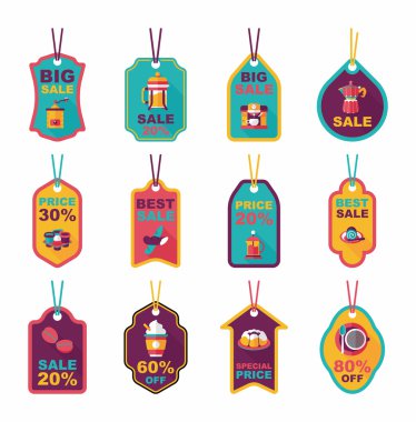 Kahve etiketi düz afiş arka plan ayarlamak, eps10