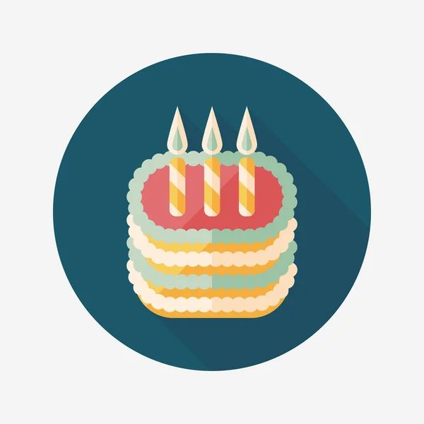 Verjaardag cake platte pictogram met lange schaduw, eps10 — Stockvector