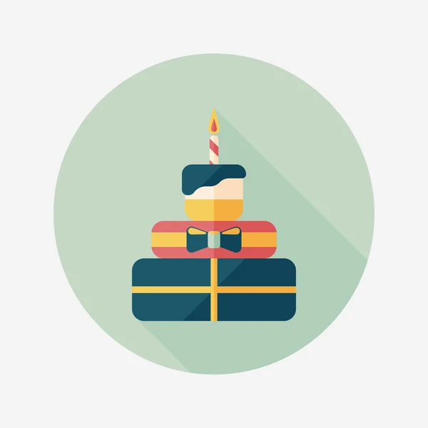 Gâteau d'anniversaire icône plate avec ombre longue, eps10 — Image vectorielle