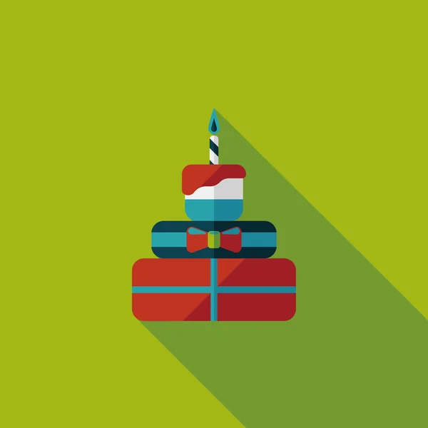 Gâteau d'anniversaire icône plate avec ombre longue, eps10 — Image vectorielle