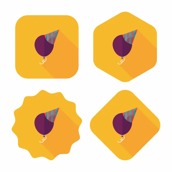 Verjaardag ballon platte pictogram met lange schaduw, eps10 — Stockvector