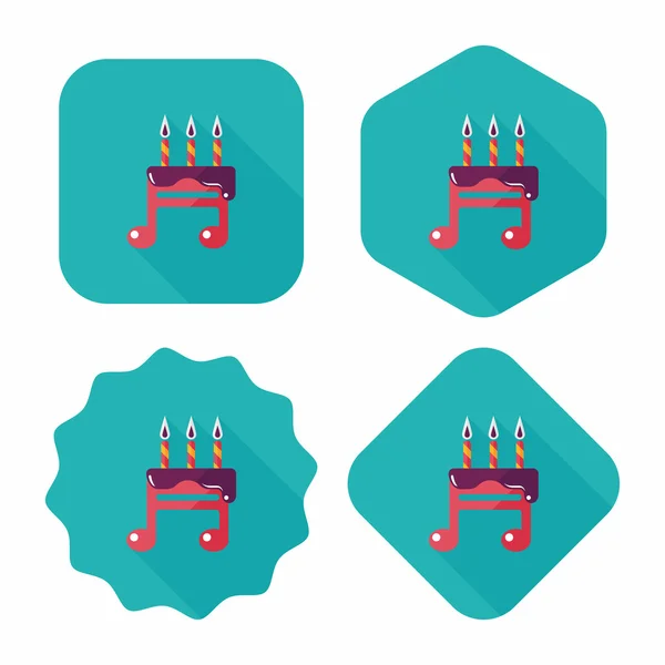 Pastel de cumpleaños icono plano con sombra larga, eps10 — Archivo Imágenes Vectoriales