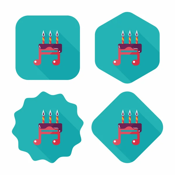 Verjaardag cake platte pictogram met lange schaduw, eps10 — Stockvector