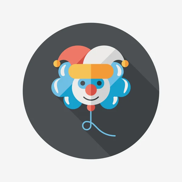 Verjaardag ballon clown platte pictogram met lange schaduw, eps10 — Stockvector