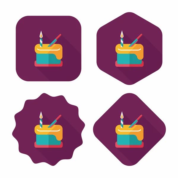 Pastel de cumpleaños icono plano con sombra larga, eps10 — Archivo Imágenes Vectoriales