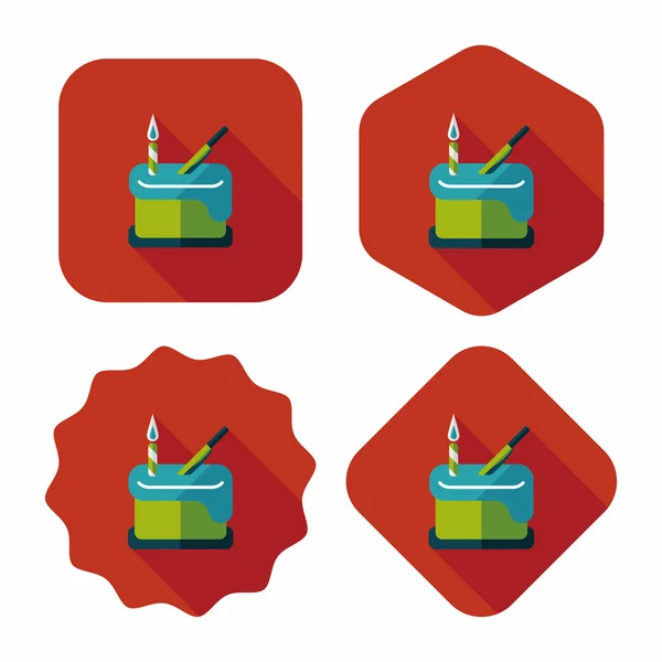 Birthday cake flat icon with long shadow,eps10 — Stock Vector