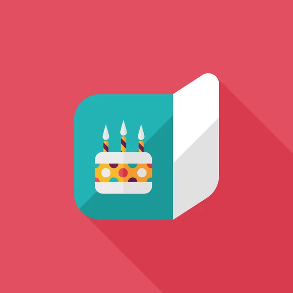 Tarjeta de cumpleaños icono plano con sombra larga, eps10 — Vector de stock