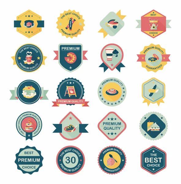 Badge café design fond plat ensemble, eps10 — Image vectorielle