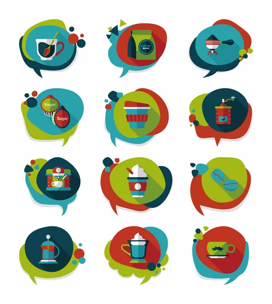 Kahve kabarcık konuşma düz afiş tasarım düz arka plan ayarlamak, eps