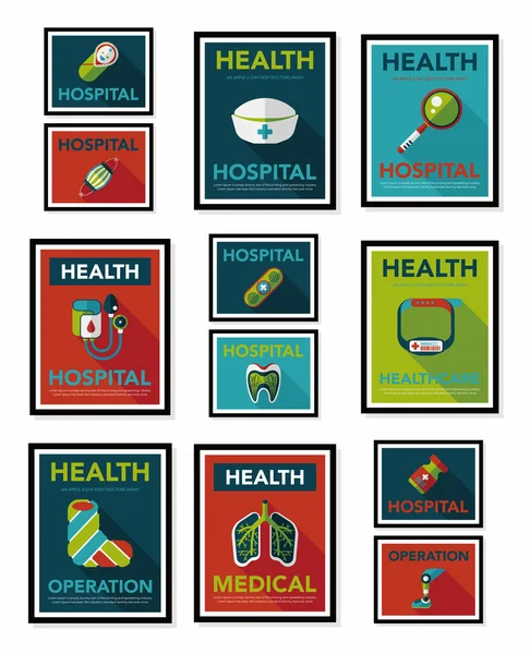 Hospital poster banner design flat background set, eps10 — Stock Vector