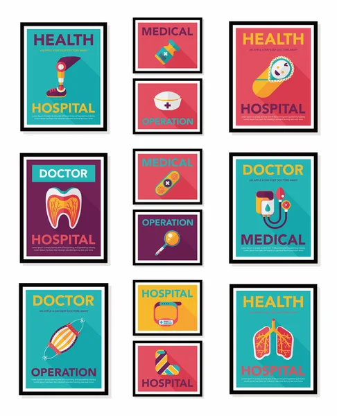 Conjunto de fundo plano de design de cartaz de hospital, eps10 — Vetor de Stock