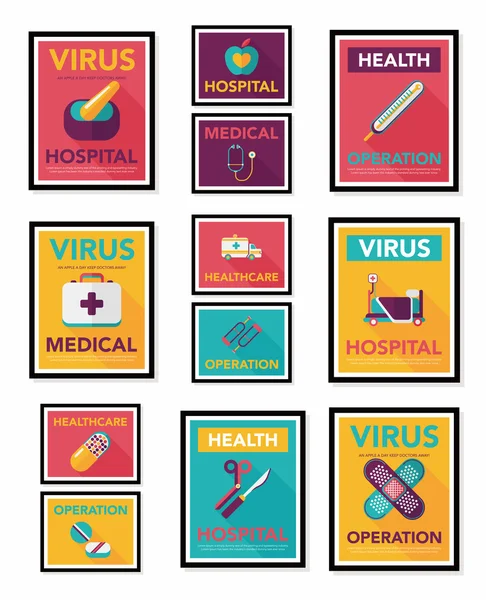 Conjunto de fundo plano de design de cartaz de hospital, eps10 — Vetor de Stock