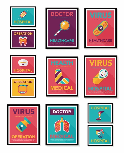 Νοσοκομείο αφίσα Σχεδιασμός banner επίπεδη φόντο σετ, eps10 — Διανυσματικό Αρχείο