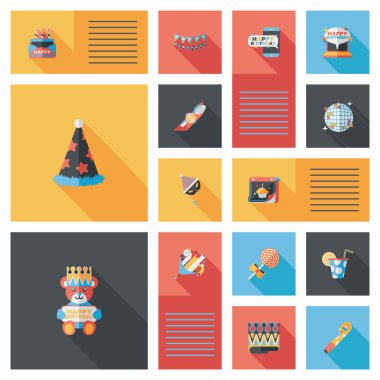 Doğum günü UI düz afiş arka plan ayarlamak, eps10