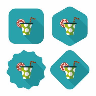 doğum günü partisi içki düz simgesiyle uzun gölge, eps10