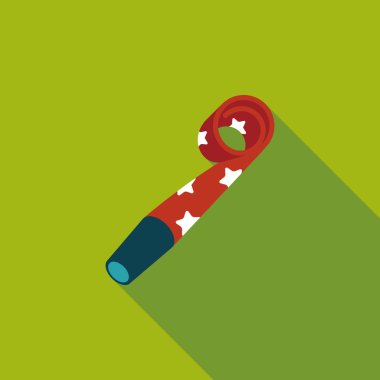 doğum günü partisi boynuz düz simgesiyle uzun gölge, eps10