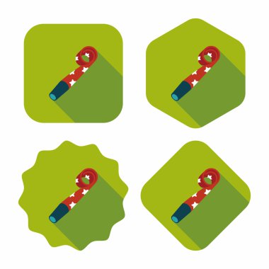 doğum günü partisi boynuz düz simgesiyle uzun gölge, eps10