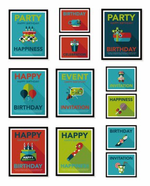 Doğum poster düz afiş tasarım düz arka plan ayarlamak, eps10