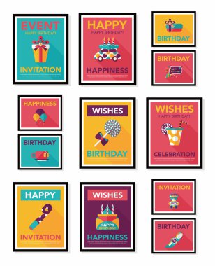 Doğum poster düz afiş tasarım düz arka plan ayarlamak, eps10