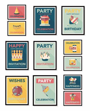 Doğum poster düz afiş tasarım düz arka plan ayarlamak, eps10