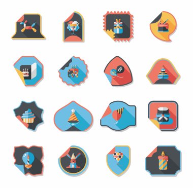 Doğum günü etiket düz afiş arka plan ayarlamak, eps10