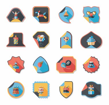 Doğum günü etiket düz afiş arka plan ayarlamak, eps10