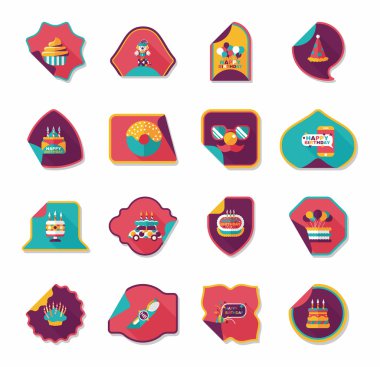 Doğum günü etiket düz afiş arka plan ayarlamak, eps10