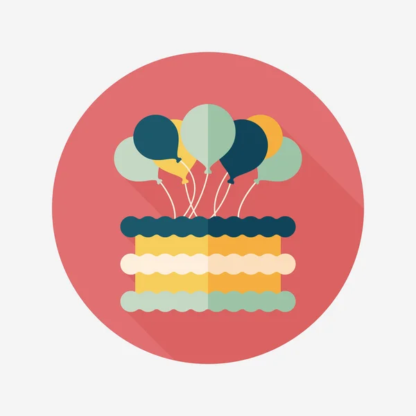 Verjaardag cake platte pictogram met lange schaduw, eps10 — Stockvector