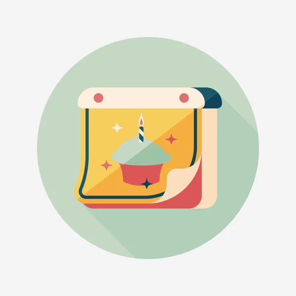 Calendrier anniversaire icône plate avec ombre longue, eps10 — Image vectorielle