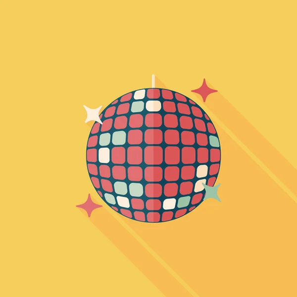 Disco bal platte pictogram met lange schaduw, eps10 — Stockvector