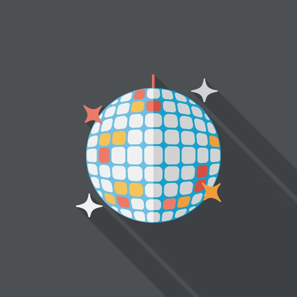 Disco bola icono plano con sombra larga, eps10 — Vector de stock