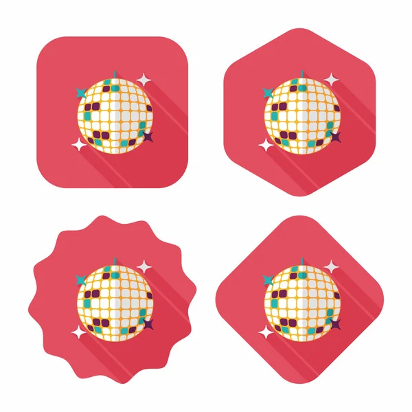 Ícone plano de bola de disco com sombra longa, eps10 — Vetor de Stock
