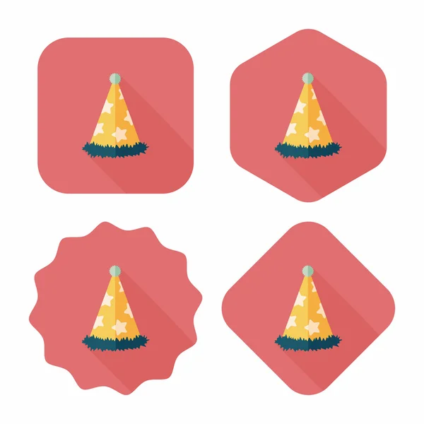 Chapeau de fête d'anniversaire icône plate avec ombre longue, eps10 — Image vectorielle