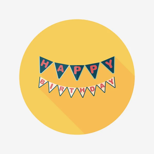 Birthday party flagga flat ikonen med långa skugga, eps10 — Stock vektor