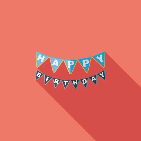 Drapeau de fête d'anniversaire icône plate avec ombre longue, eps10 — Image vectorielle