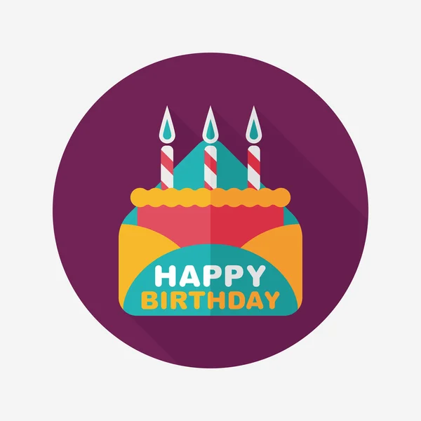 Tarjeta de cumpleaños icono plano con sombra larga, eps10 — Vector de stock