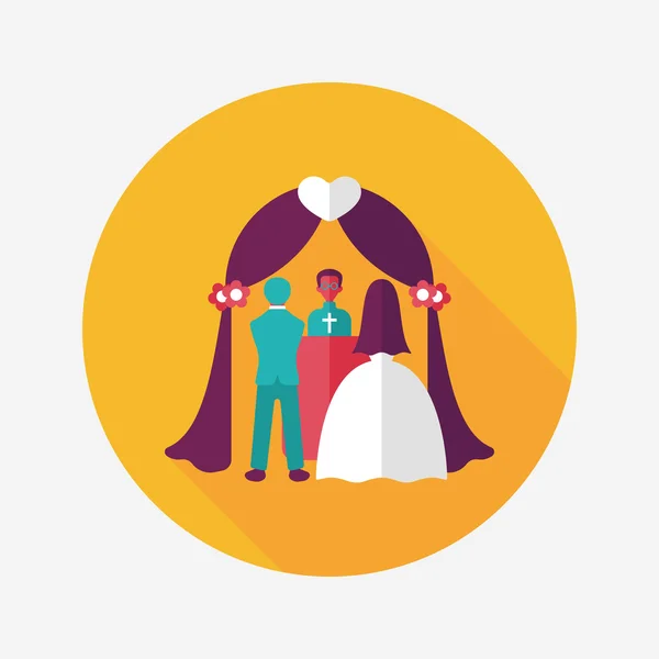 Ceremonia de boda icono plano con sombra larga, eps10 — Vector de stock