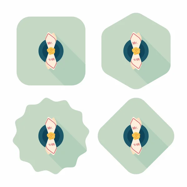 Vaisselle de mariage icône plate avec ombre longue, eps10 — Image vectorielle